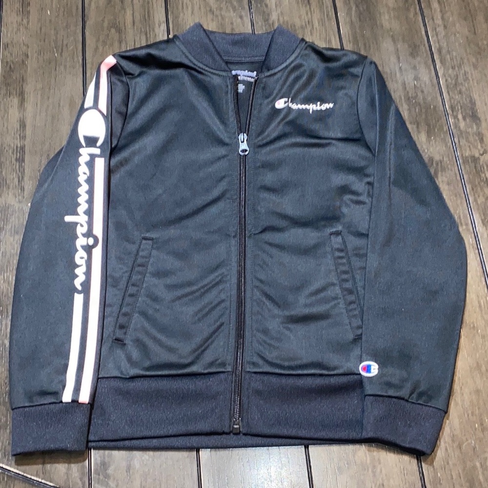 Champion Track Jacket Black Pink size 6 girls
